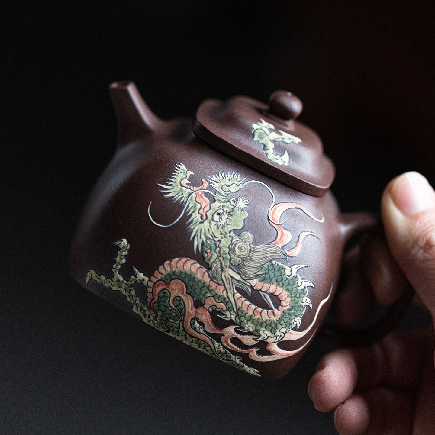 Jing Yu Si Fang Yixing Teapot (Dragon Painting)  210ml