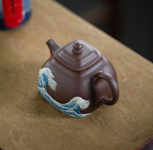 Jing Yu Si Fang Yixing Teapot(waves painting)   210ml