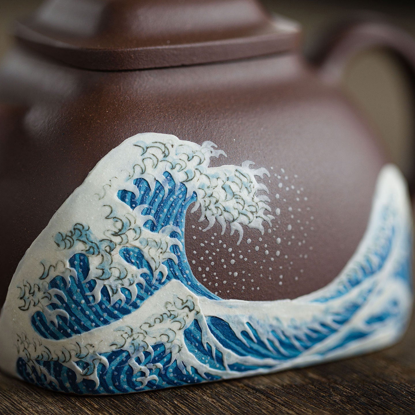 Jing Yu Si Fang Yixing Teapot(waves painting)   210ml