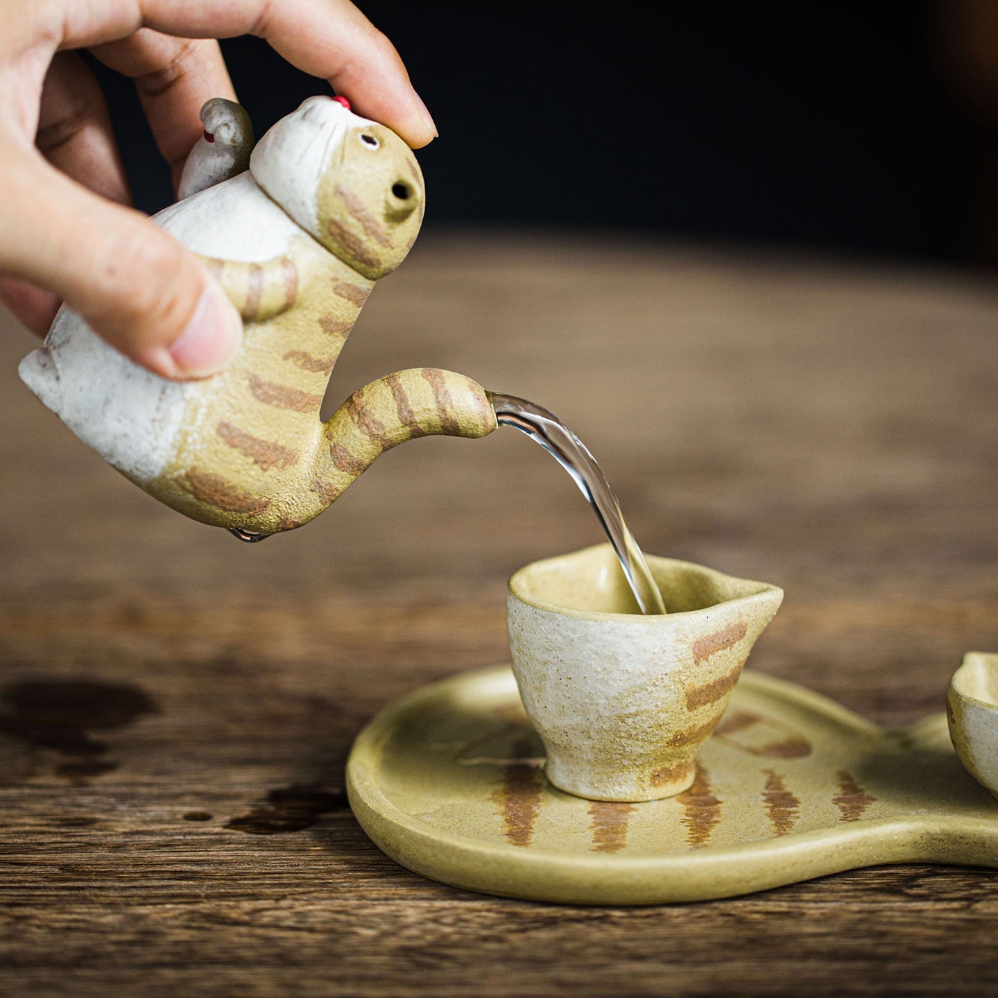 Cute cat Yixing teaset