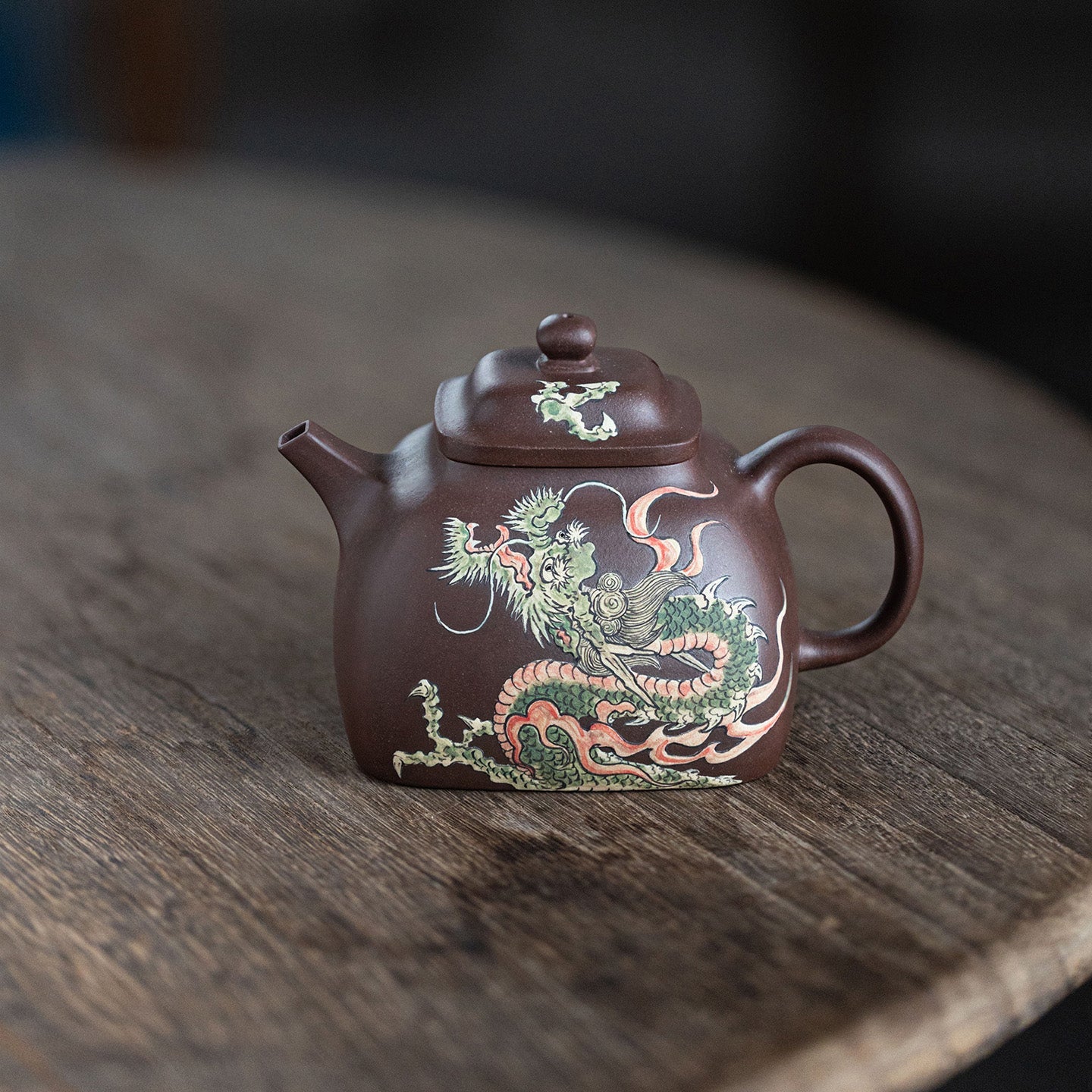 Jing Yu Si Fang Yixing Teapot (Dragon Painting)  210ml